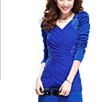 Caelyn Frauen mit V-Ausschnitt Chiffon,  figurbetontes Kleid Royal Blue