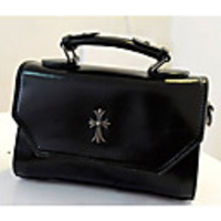 Caelyn Frauen Quermuster Solid Color PU-Leder-Schwarz-Umhängetasche