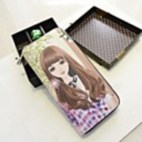 Caelyn Frauen Reißverschluss Lange Lovely Girl Pattern-Geldbeutel