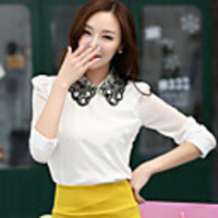 Caelyn Frauen Revers Perlen Weißes Hemd