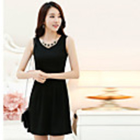 Caelyn Frauen Ärmelloses Big Size Schwarzes Kleid