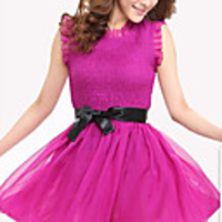 Caelyn Frauen Ärmelloses Kleid Fuchsia Prinzessin Netz