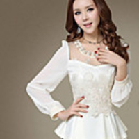 Caelyn Frauen schnüren sich Chiffon Weißes Hemd