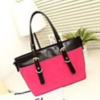 Caelyn Frauen Splicing PU-Leder Fuchsia Tote