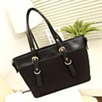 Caelyn Frauen Splicing PU-Leder Schwarz Tote