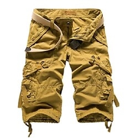 Cargo-Shorts für Herren Basic-Shorts taktische Cargo-Shorts knielang Wadenlange Hose Sommer täglich einfarbig mittlere Taille schmal weinrot hellgrün khaki hellgrau dunkelgrau 30 32 34 36 38 Lightinthebox