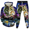 Damen Herren 3D Hoodies Set Grafik 3D Tier 2 Teile Vordertasche Alltag 3D-Druck 3D-Druck Freizeit Kapuzenpullover Sweatshirts Schwarz Blau Purpur Lightinthebox