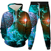 Damen Herren 3D Hoodies Set Grafik Alltag 3D-Druck 3D-Druck Kapuzenpullover Sweatshirts Schwarz Blau Purpur Lightinthebox
