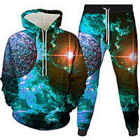 Damen Herren 3D Hoodies Set Grafik Alltag 3D-Druck 3D-Druck Kapuzenpullover Sweatshirts Schwarz Blau Purpur Lightinthebox