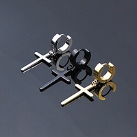 Damen Herren Kreolen Huggie Ohrringe Hängende Kreuz Ohrringe Kreuz Kreiskreuz damas Personalisiert Punk Einfacher Stil Rockig Edelstahl Titanstahl Ohrringe Schmuck Silber / Gold / Schwarz Für Strasse Lightinthebox