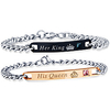 Damen Herren Kristall Ketten- Glieder-Armbänder Graviert Bar Handschrift-Armband Krone König und Königin Beziehung Zierlich Einfach Modisch Koreanisch Inspirationen Titanstahl Armband Schmuck Gold Lightinthebox
