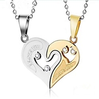 Damen Herren Kubikzirkonia Anhänger Halskette Graviert Mutter Tochter Gebrochenes Herz Herz Leben Baum Beste Freunde Freundschaft Hohles Herz Modisch Schwester Edelstahl Titanstahl Silber Gold Lightinthebox