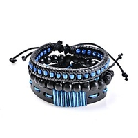Damen Herren Lederarmbänder Geometrisch gewebte Grundlegend Böhmische Klassisch Punk Leder Armband Schmuck Blau Für Hochzeit Neues Baby Geschenk Abendgesellschaft Ausgehen Büro Karriere Lightinthebox