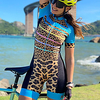 Damen Kurzarm Fahrradtriktot mit Fahrradhosen Triathlonanzug Sommer Polyester Blau Leopard Fahhrad Sportkleidung Rasche Trocknung Atmungsaktiv Tasche auf der Rückseite Schweißableitend Sport Grafik Lightinthebox