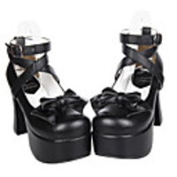 Damen Schuhe Gothik Lolita Classic Lolita Stöckelschuh Schuhe Schleife 9.5 cm PU - Leder / Polyurethan Leder Halloweenkostüm