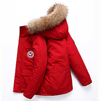 dicke Daunenjacke für Damen im Freien,  wasserdichter Reißverschluss,  mit Pelzbesatz verzierter Parka mit Kapuze,  entspannter Mantel Lightinthebox