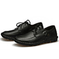 Dwzmn Herren All-Matched-bequeme beiläufige Handstick String Leder-Schuhe (Schwarz)