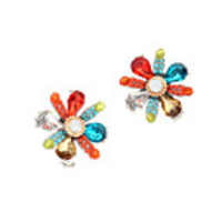 DZL Frauen Charming bunten Blumen-Muster-Ohrstecker