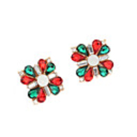 DZL Frauen Elegante bunte Blumen-Muster-Ohrstecker