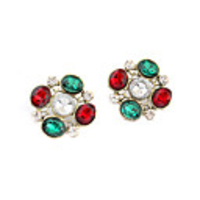 DZL Frauen Elegante bunte Blumen-Ohrstecker