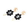 DZL Frauen Elegante schwarze Blumen-Ohrstecker