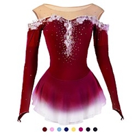 Eiskunstlaufkleid Damen Mädchen Eislaufen Kleider Dunkellila Rosa Himmelblau Patchwork Gitter Elasthan Hochelastisch Praxis Professionell Wettbewerb Eiskunstlaufkleidung Kristalle Dummes Licht Modisch Lightinthebox