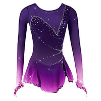 Eiskunstlaufkleid Damen Mädchen Eislaufen Kleider Weiß Schwarz Purpur Gitter Elasthan Hochelastisch Wettbewerb Eiskunstlaufkleidung Atmungsaktiv Handgemacht Neuheit Dummes Licht Modisch Langarm Lightinthebox