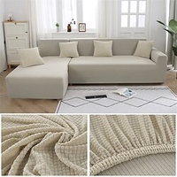 Elastischer Sofabezug Schonbezug Jacquard Elastisch Couchgarnitur Zweisitzer 4- oder 4- oder 3-Sitzer L-Form weiß grau schwarz einfarbig weich strapazierfähig waschbar (1 Kissenbezug gratis) Lightinthebox