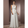 Eng anliegend Hochzeitskleider Halter Boden-Länge Chiffon Satin Reguläre Träger Einfach Rückenfrei Elegant mit Schärpe / Band 2020