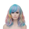 gemischtfarbige Perücken für Damen Gothic-Perücke Evaner gewellte Perücke kurze Bobo-Perücken mit Luftpony schulterlang Damenperücke lockig gewellt Synthetik Cosplay Perücke Pastell Bob Perücke für Lightinthebox