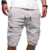Herren Cargo-Shorts elastischer Bund lässige Shorts für Herren halbe Hose Baumwolle Tunnelzugbund knielange Hose mit Taschen groß groß-grün-m Lightinthebox