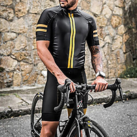 Herren Damen Kurzarm Triathlonanzug Sommer Polyester Schwarz Patchwork Lustig Fahhrad Rasche Trocknung Atmungsaktiv Schweißableitend Sport Patchwork Bergradfahren Straßenradfahren Bekleidung Lightinthebox