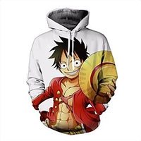 Inspiriert von Ein Stück Affe D. Ruffy Cosplay Kapuzenshirt Terylen Zeichen Grundlegend Für Damen / Herren Lightinthebox