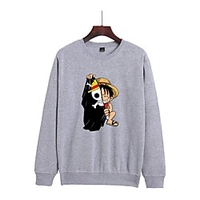 Inspiriert von Ein Stück Affe D. Ruffy Cosplay Kostüm Kapuzenshirt Polyester / Baumwollmischung Grafik Print Harajuku Grafik Kapuzenshirt Für Damen / Herren Lightinthebox