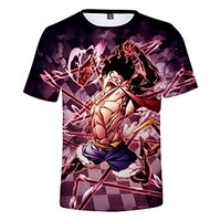 Inspiriert von Ein Stück Affe D. Ruffy Cosplay Kostüm T-Shirt-Ärmel Terylen 3D Print T-shirt Für Damen / Herren Lightinthebox
