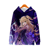Inspiriert von Genshin-Einschlag Cosplay Fischl Anime Zeichentrick 100% Polyester 3D Harajuku Grafik Kawaii Kapuzenshirt Für Damen / Herren Lightinthebox