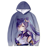 Inspiriert von Genshin-Einschlag Keqing Anime Zeichentrick Polyester Anime 3D Harajuku Grafik Kapuzenshirt Für Herren / Damen / Paar / 3D-Druck Lightinthebox