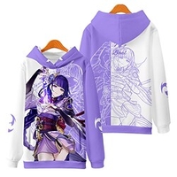 Inspiriert von Genshin-Einschlag Raiden Shogun Kapuzenshirt Anime 100% Polyester Anime 3D Harajuku Grafik Kapuzenshirt Für Herren / Damen / Paar Lightinthebox
