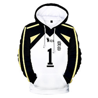 Inspiriert von Haikyuu Cosplay Cosplay Kostüm Kapuzenshirt Terylen Einfarbig Print Harajuku Grafik Kapuzenshirt Für Damen / Herren Lightinthebox