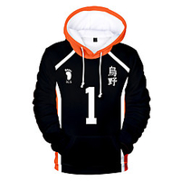 Inspiriert von Haikyuu Cosplay Cosplay Kostüm Kapuzenshirt Terylen Einfarbig Print Harajuku Grafik Kapuzenshirt Für Damen / Herren Lightinthebox