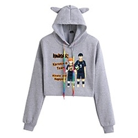 Inspiriert von Haikyuu Karasuno hoch Cosplay Kostüme Crop Top Hoodie Gemischte Polyester / Baumwolle Grafik Print Bauchfreies Top Für herren / Damen