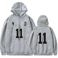 Inspiriert von Haikyuu Kei Tsukishima Kapuzenshirt Anime Polyester / Baumwollmischung Buchstabe Nummer Print Harajuku Grafik Kapuzenshirt Für Damen / Herren Lightinthebox