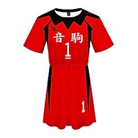 Inspiriert von Haikyuu Nekoma-Gymnasium Kleid Zeichentrick 100% Polyester Anime Harajuku Grafik Kawaii Kleid Für Damen Lightinthebox