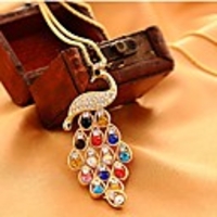 J G Elegante Colorful Peacock Form lange Halskette