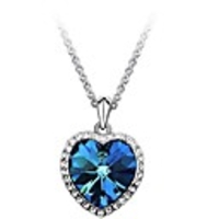 J G Vintage-Herz-Form-Zirkon-lange Halskette