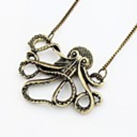 J G Weinlese-Krake Form lange Halskette