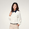 J Q Damen Spring koreanische Slim Fit Long Sleeve Lotusblatt Kragen Chiffon-Shirt (weiß)