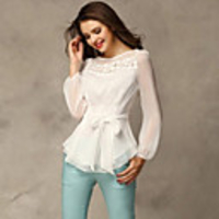 J Q Damen Spring Long Sleeve Slim Fit All-Purpose-Chiffon-Shirt (weiß)