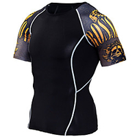 JACK CORDEE Herren Kurzarm Kompressionsshirt Laufshirt T-Shirt Hemd Sportlich Sommer Rasche Trocknung Schweißableitend Fitness Fitnesstraining Laufen Sportbekleidung Übergrössen Schwarz / rot Schwarz Lightinthebox