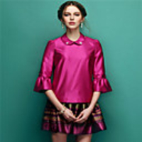 JAEJOON Frauen Puff Sleeve Taille bouffancy Einfache Rock (Screen Color)